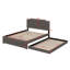 Grand lit plateforme tapissier avec lit gigogne simple et ports USB de chaque côté