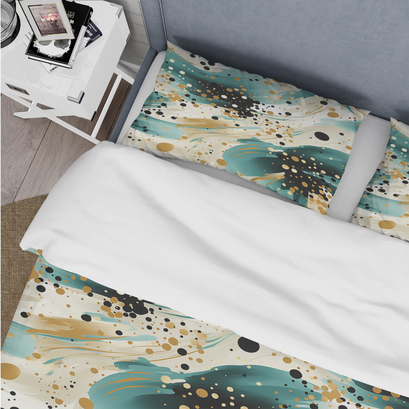 Literie à pois dorés, Housse de couette pour très grand lit et 2 très