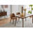 Upholstered Dining Chair with Wood Legs, Wing Backrest, Wooden Kitchen Chair with Thick Cushions-1358806760