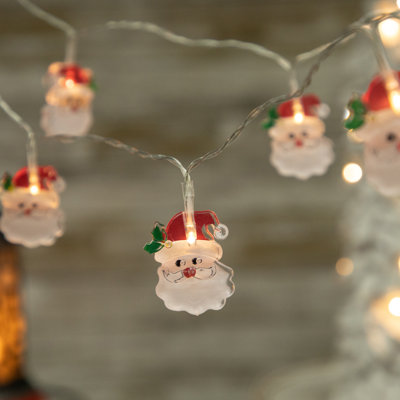 10-Count LED Santa Claus Micro Christmas Light Set 4.5Ft  Clear Wire