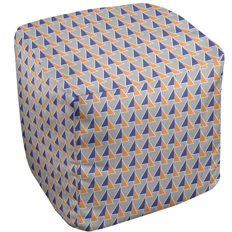 Repose-pieds cube à motif shifted arrows, Bleu / orange, H 18 po x l 18 po x P 18 po