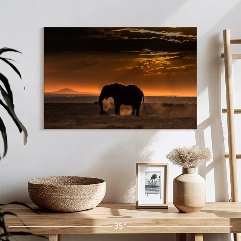Brampt African Elephant Silhouette, 16" H x 24" W