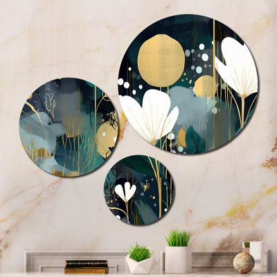 White Teal Plants In Chaos II Plants & Flowers Wall Decor on Metal