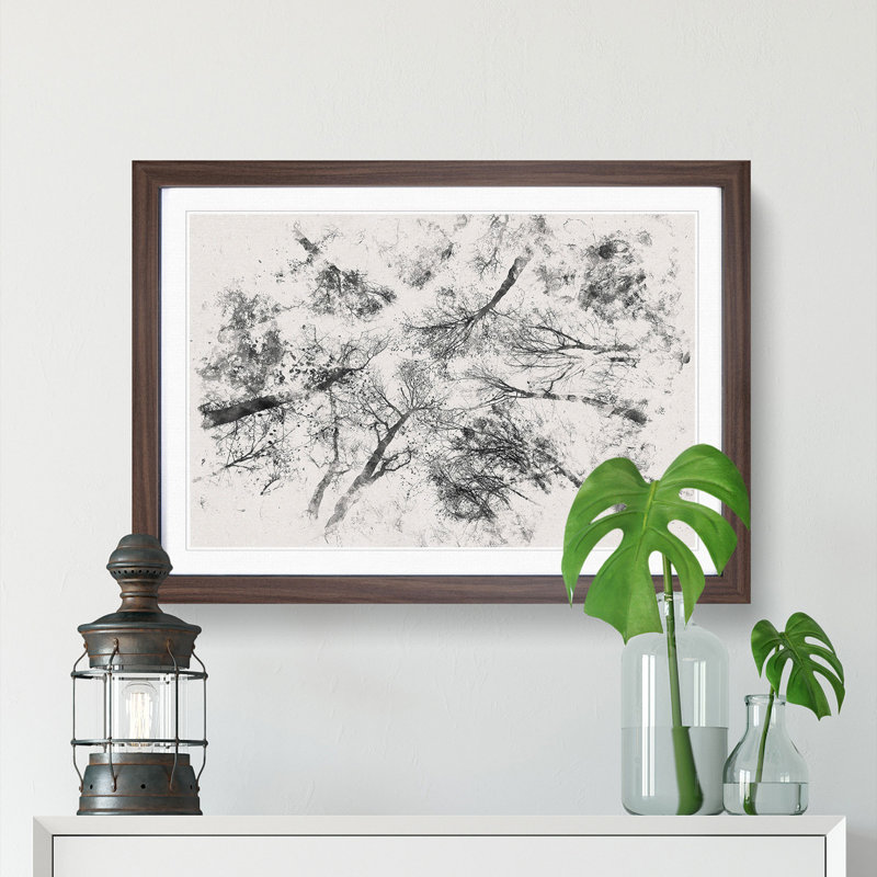 Vaulted Tree Branches Watercolour - Framed Print, 62cm H x 87cm W x 2cm D, Walnut