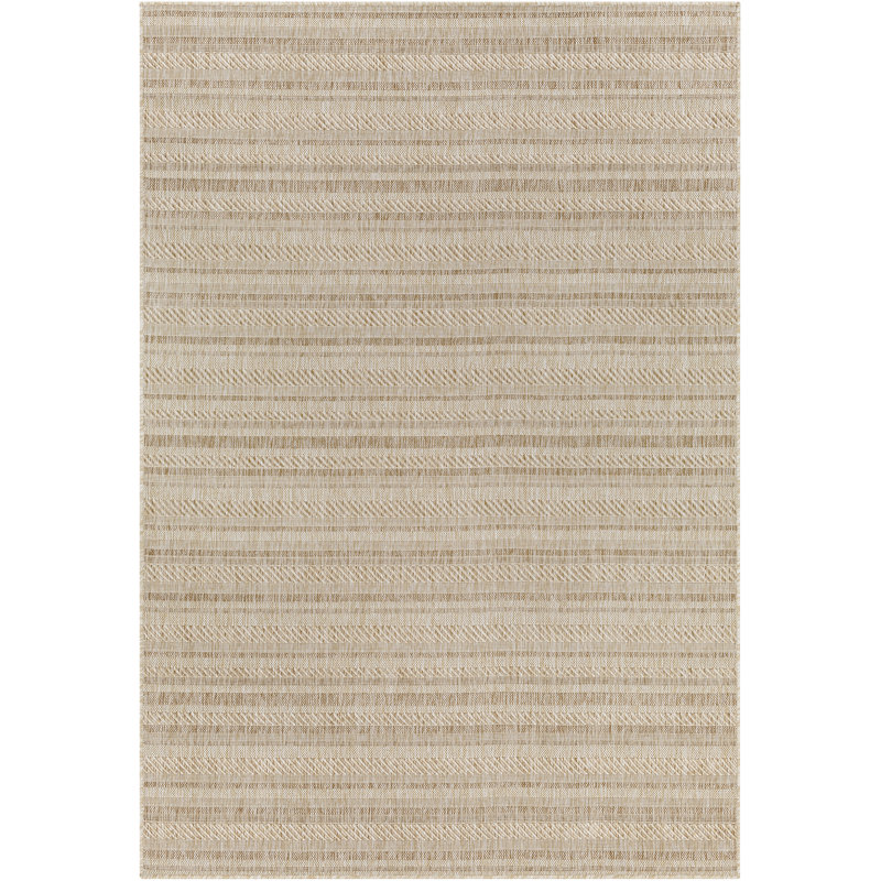 Beige Modern Outdoor Rug, Striped Stain Resistant Easy to Clean Rug For Patio, Balcony, Decks & Garden