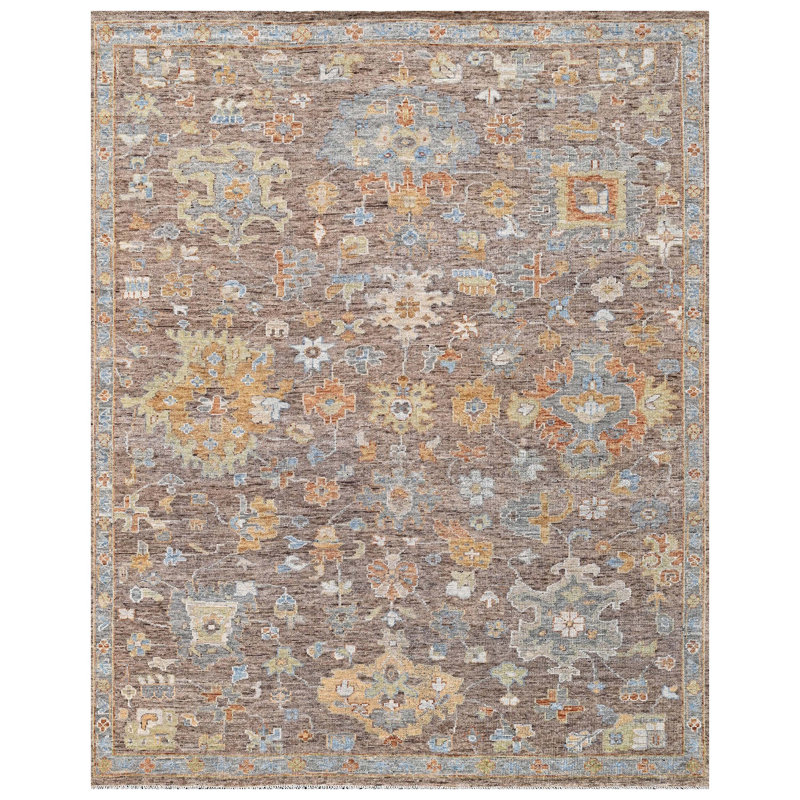 Handmade Wool Floral Area Rug, Rectangle 10' x 14'