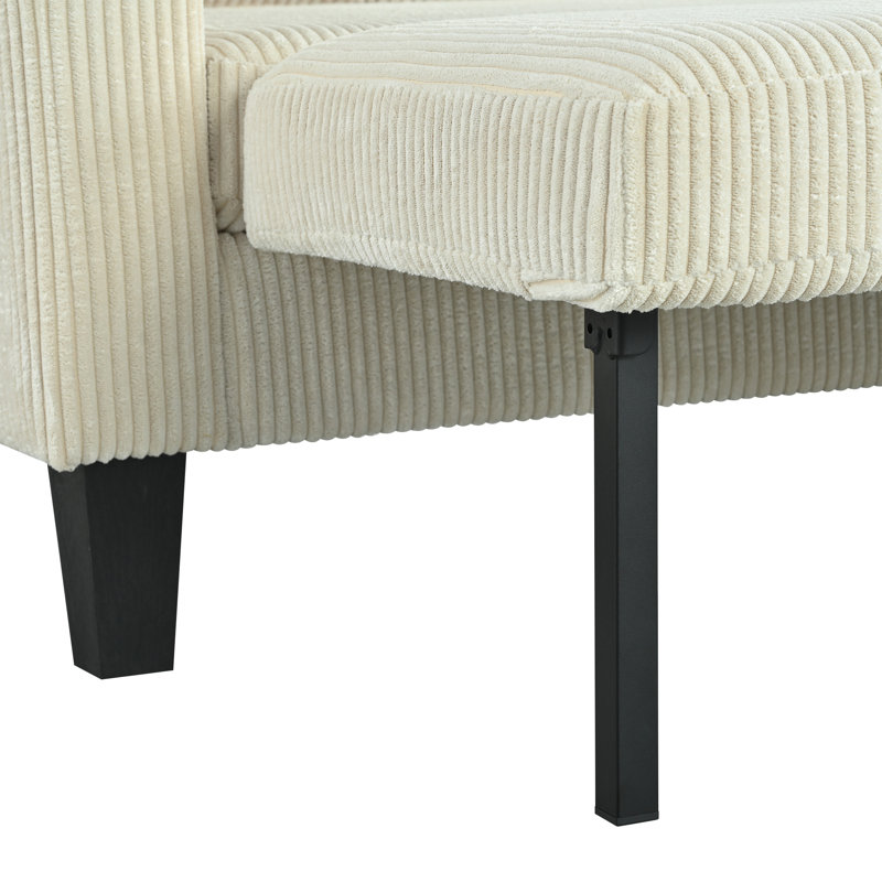 Reversible Sectional Sofa With Storage Chaise, Beige Corduroy