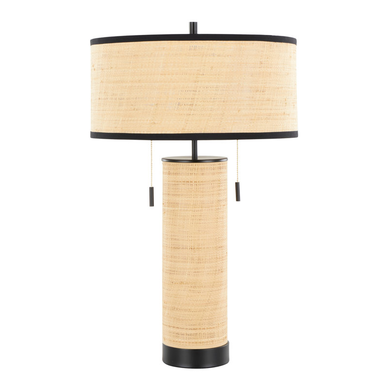 Lampe de table en rotin Montcroix, Noir