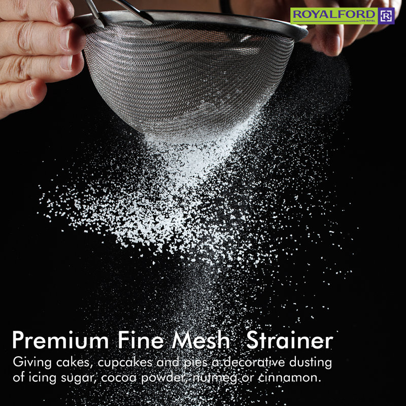 ROYALFORD Stainless Steel Tea Strainer, 7.2cm H x 12cm W x 6cm D