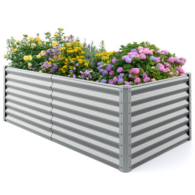 Raised Garden Bed Large Metal Planter Box Kit for Vegetable Herb 6' x 3' x 2' Gray
