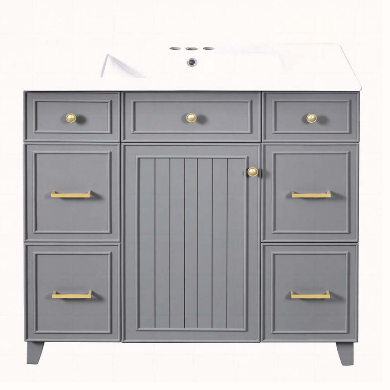 Meuble-lavabo 36 po avec lavabo en céramique, Grey