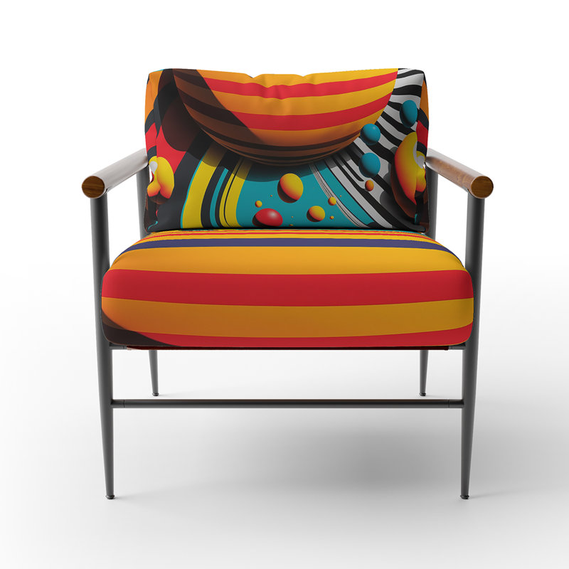 Fauteuil d'appoint à motif géométrique abstrait rembourré Croker, Noir, noir, noir, noir
