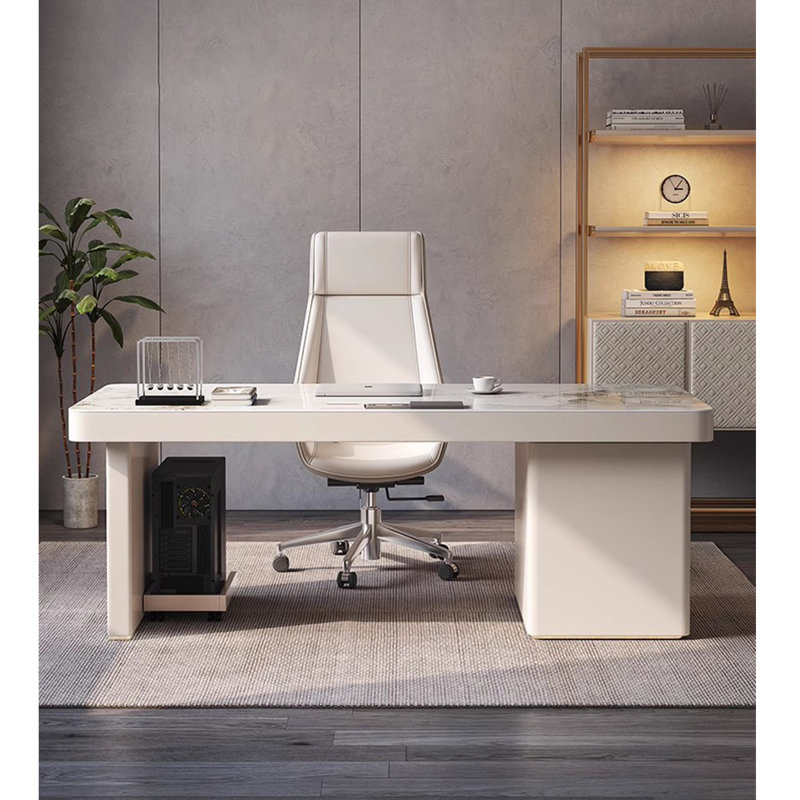 Bureau moderne en pierre frittée avec tiroir, H 29,53 po x l 70,87 po x P 27,56 po