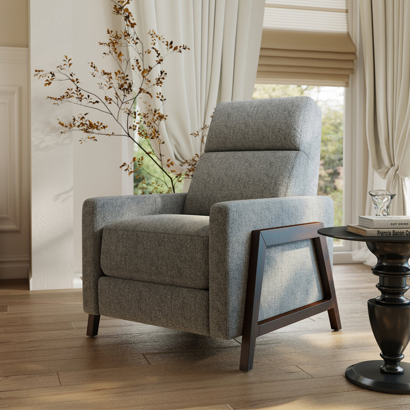 Fauteuil inclinable traditionnel en bois massif Edwin, Gris