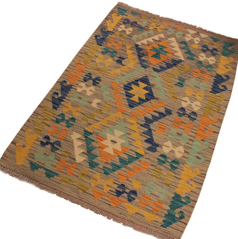 Tapis gris en laine tissé à la main one-of-kind Sinclair