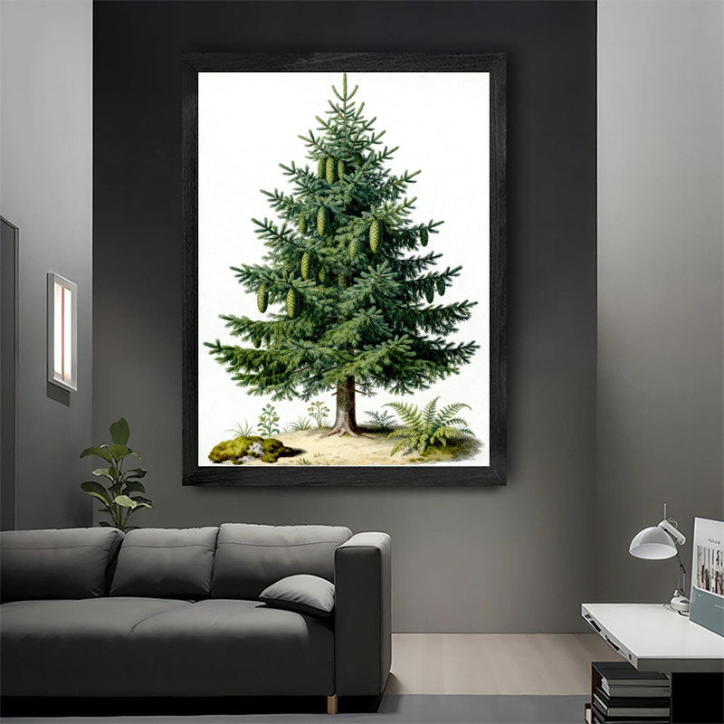 Art mural pin noir rétro encadré - décorations de Noël botaniques encadrées, H 25 po x l 17 po