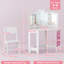 AIYAPLAY Kids Dressing Table and Stool Set with 2-Colour LED Lights White