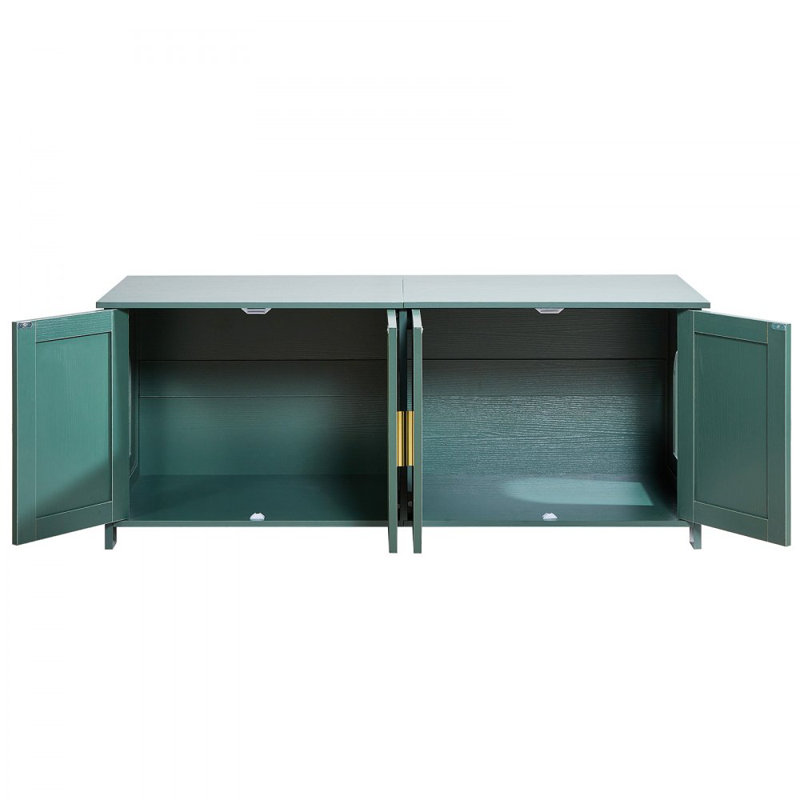 Enceinte de litière pour chats multi-chats, armoire à litière cachée 47,2 po avec 4 portes et 2 entrées, salle de bain pour chat d'intérieur, table d'appoint en bois pour chat, compatible avec la plupart des bacs à litière, vert