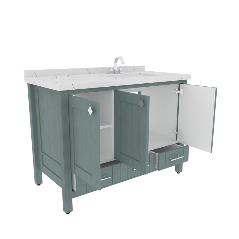 Ensemble de meuble-lavabo simple 47 po Elektra, Bleu-vert