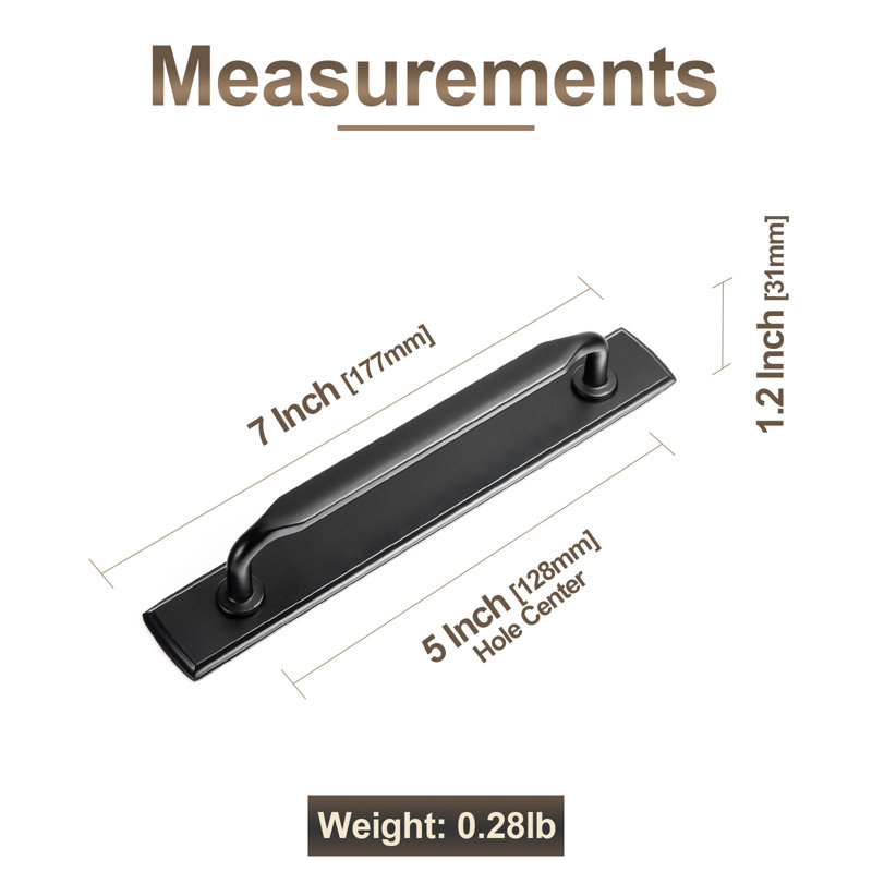 Ensemble de poignées de meuble-bar Classic Backplate （Style-G011), Noir, 5"