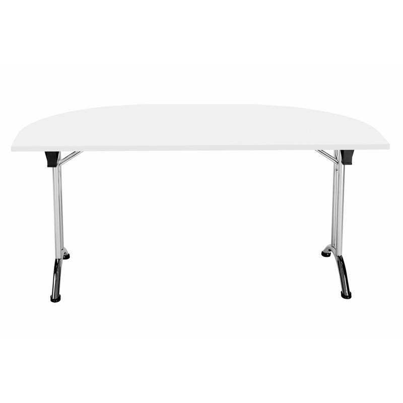 Buariki Half-circle 4 Person 160cm L Modular Training Table, White, Chrome
