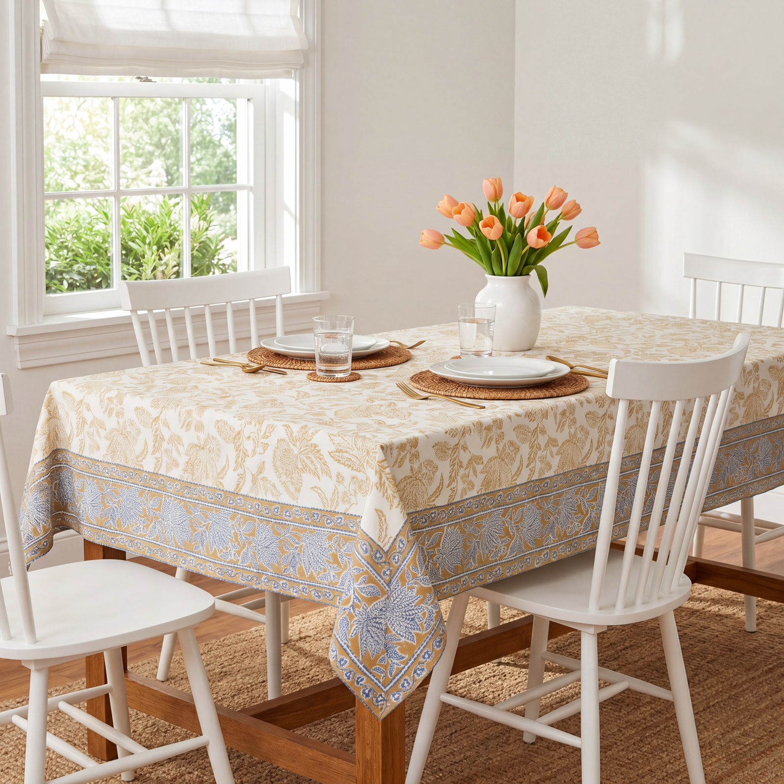 Quinlan Floral Tablecloth, 106" L x 71" W