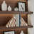 6" H Ivory and Tan Wood and Resin Checkered Bookends