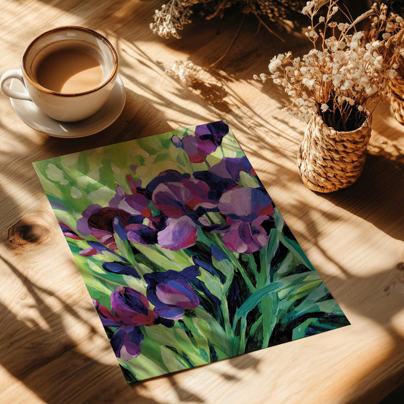 Impression audacieuse de fleurs d'iris, H 24 po x l 18 po, Ne s'applique pas