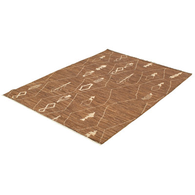 Tapis unique brun foncé en laine noué à la main de style années 2010 de 6 pi x 8 pi 8 po Antonioni
