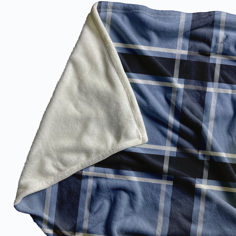 Criss Cross Throw Blanket, 60" L x 50" W, Cornflower (Light Blue/Navy Blue)