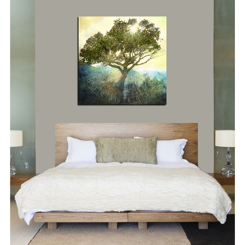 «Tree And Sun» par Elena Ray, art mural sur toile, H 26 po x l 26 po x P 1,5 po