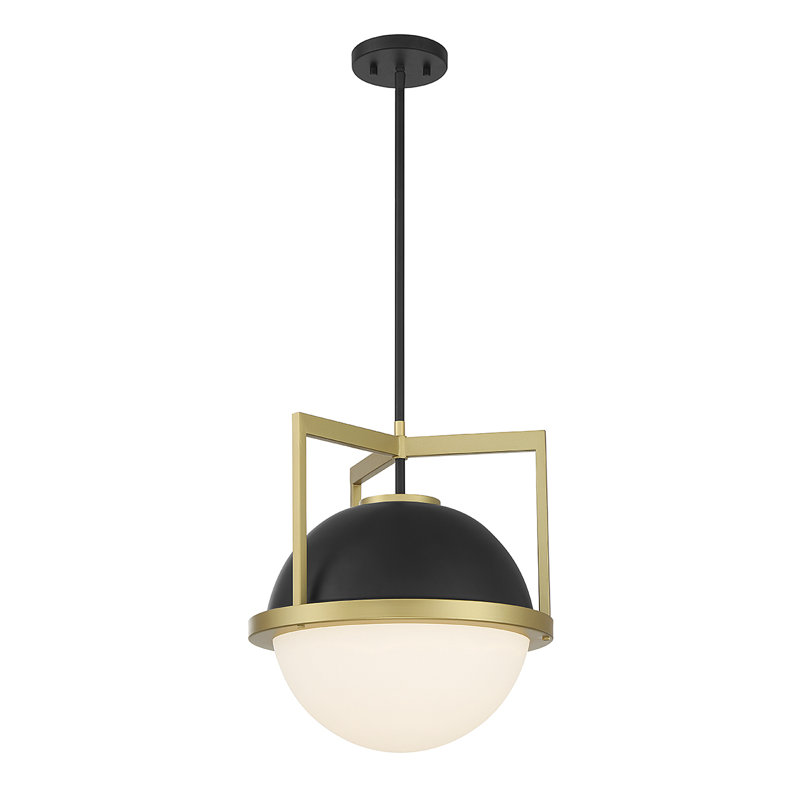 Luminaire suspendu sphère mat 1 lumière en noir mat / or Matild, Noir mat / Or