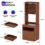 Tall Bedside Table with RGB Lighting, Charging Station & Display Shelves-2010699559