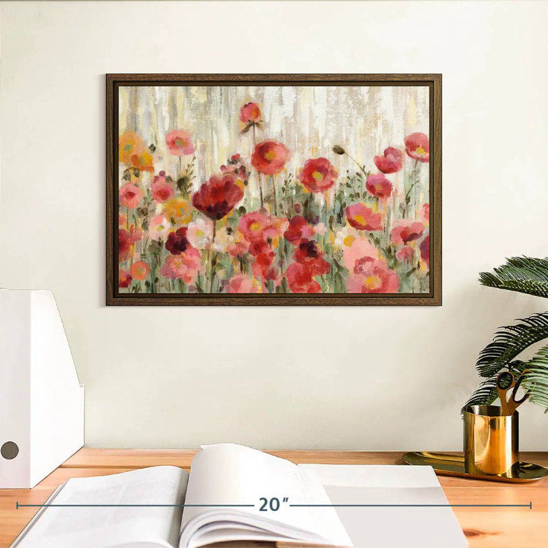 Fleurs saupoudrées, 13 po x 9 po, Cadre flottant noyer