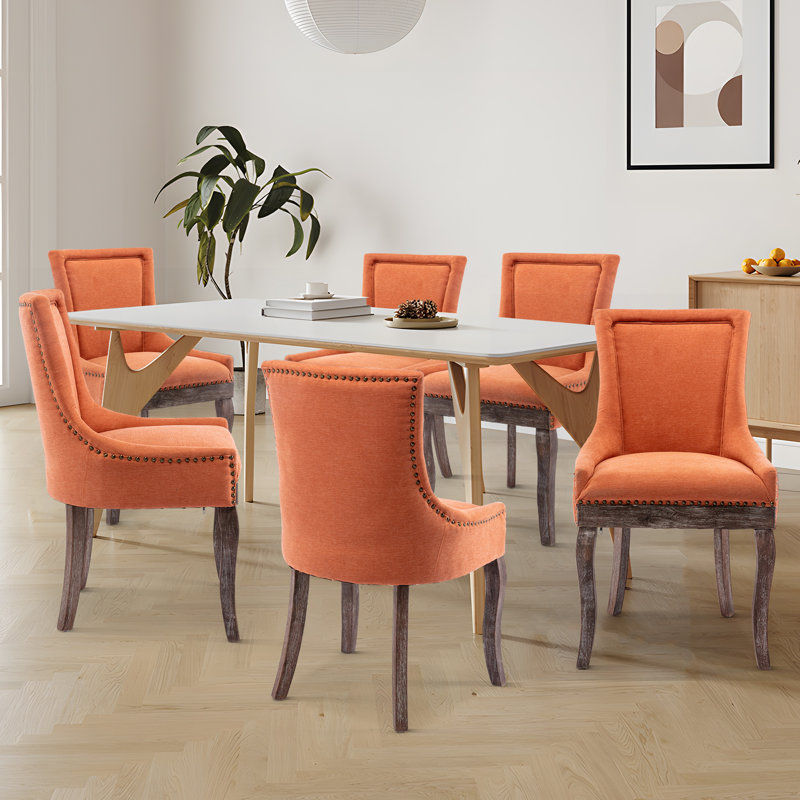 Caily 20.8'' H Upholstered Dining Chair, Orange