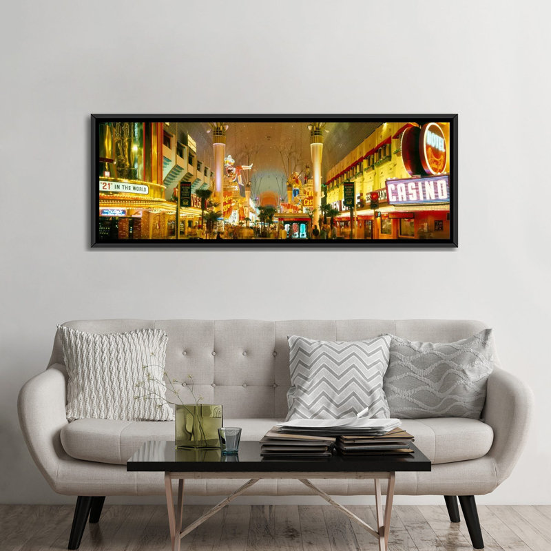 «Nevada, Las Vegas, Night», reproduction de photo sur toile, H 24 po x l 72 po x P 1,5 po, Cadre noir