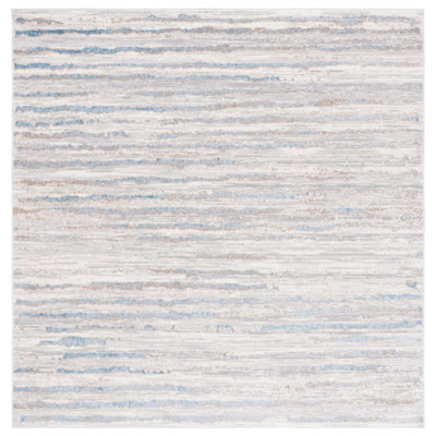 Minkley Striped Gray/Blue/Ivory Area Rug