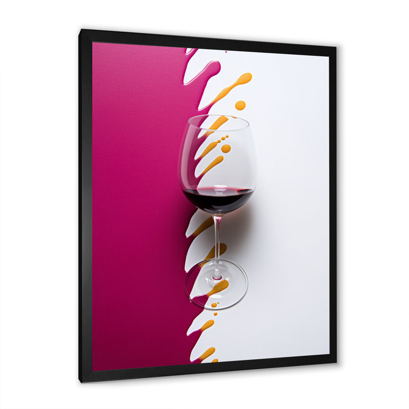 «Red Wine Glass», présentation sur toile, H 44 po x l 34 po x P 1,5 po, Cadre simple noir