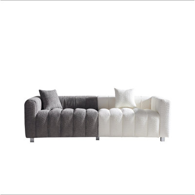 Causeuse 3 places en velours de qualité supérieure, canapé rembourré à bulles moderne avec pieds en métal et 2 coussins pour le salon, la chambre à coucher.