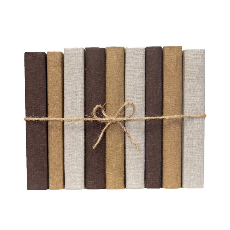 Livres décoratifs - Ensemble de livres enveloppés de lin chocolat - 1 pied de livres bruns, Brown