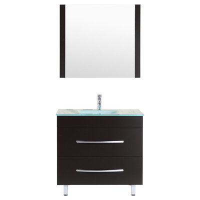 Marguez 35.5'' Single Bathroom Vanity with Glass Top
