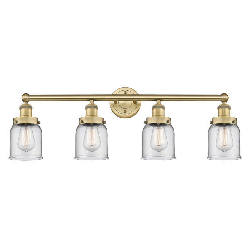 Éclairage pour meuble-lavabo à 4 lumières à intensité variable Asheton, Transparent, Laiton brossé