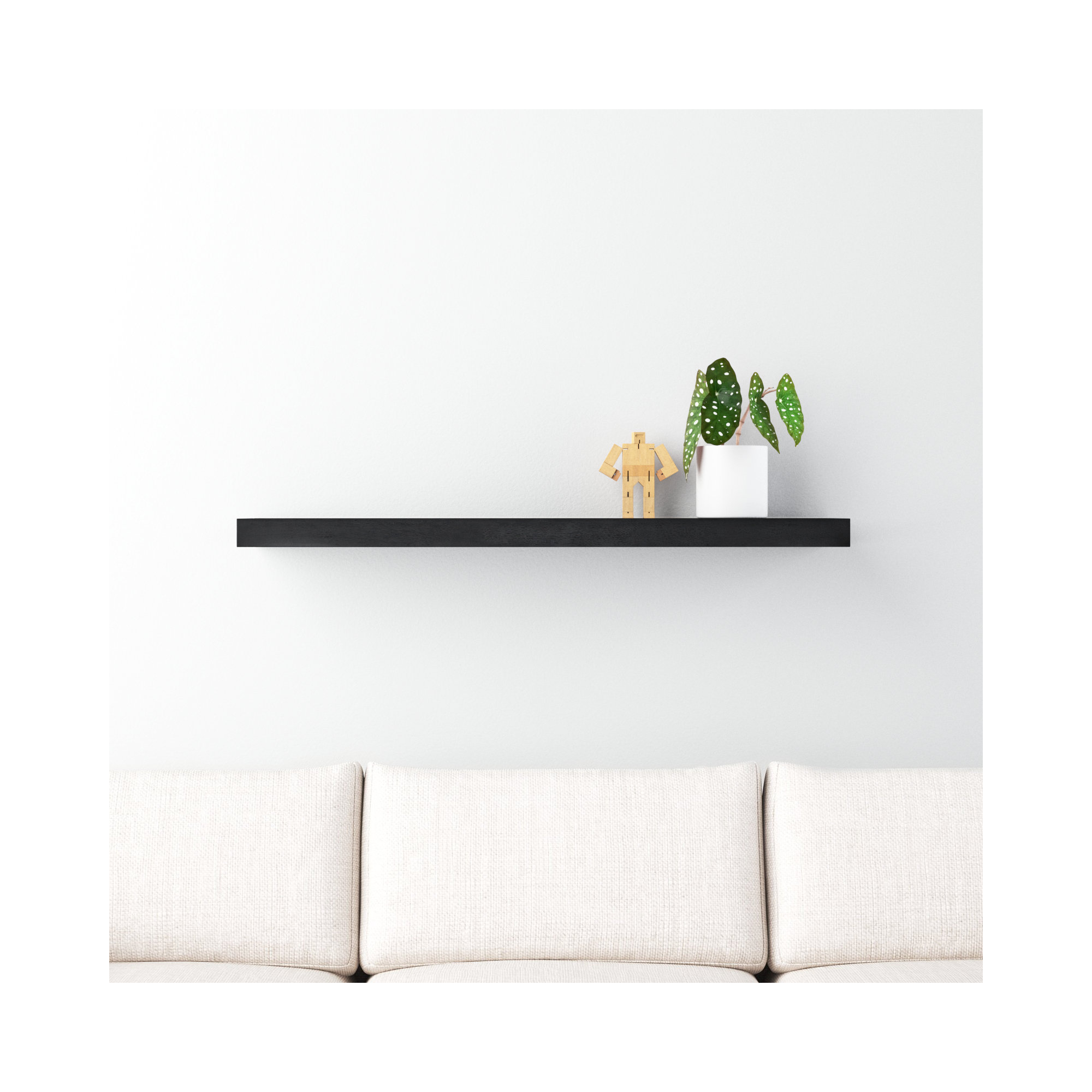 Sherice Floating Shelf, Matte Black, 1.97" H x 43.21" W x 10.24" D