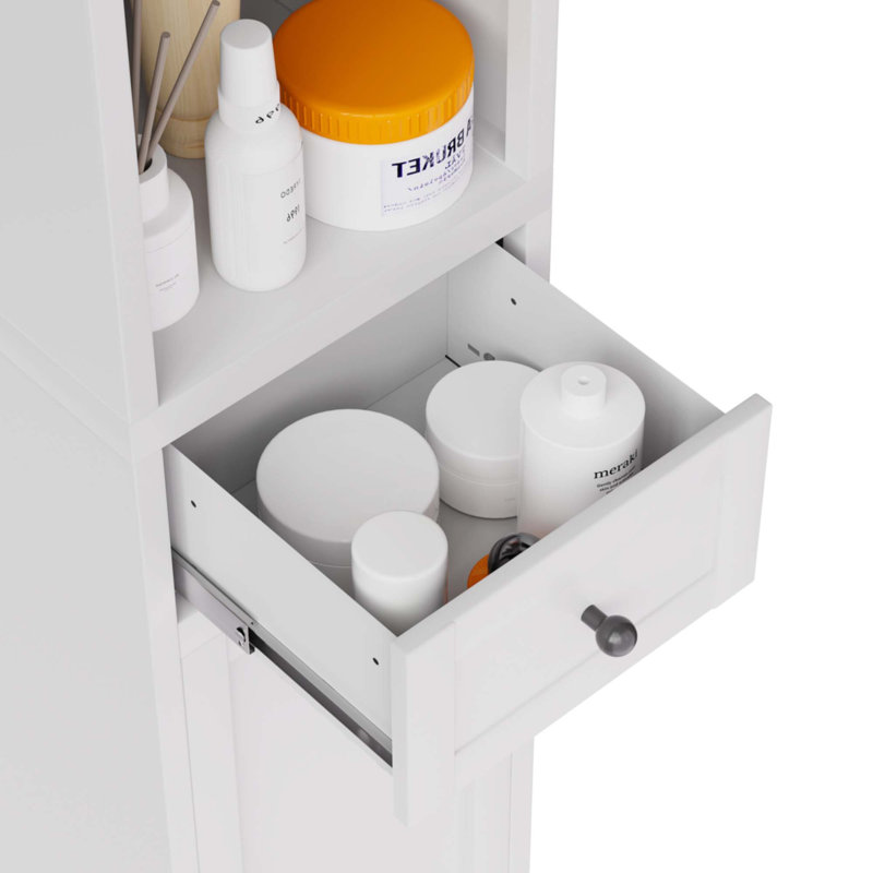 Armoire de rangement haute et étroite en métal avec 2 portes, tablettes réglables et conception compacte pour la cuisine, la salle de lavage et le garde-manger en blanc