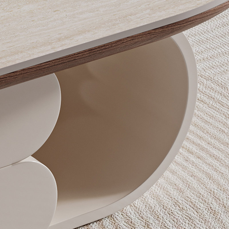 Modern style coffee table, 16.14" H x 51.18" L x 27.56" W, Beige Top/White Base