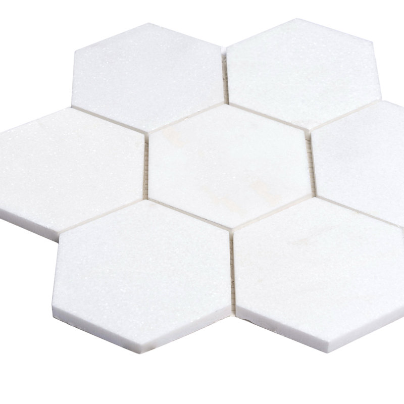 Nubes 10 x 11 Thassos Honed Marble Pearl Mosaic Hexagon Tile (3.75 Sq Ft/Case) - 5 Pack