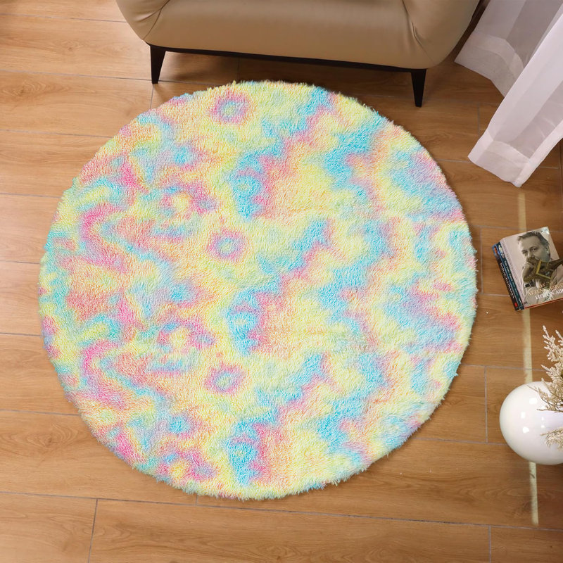 Adelynn Round 120 cm x 120 cm Shaggy Washable Area Rug