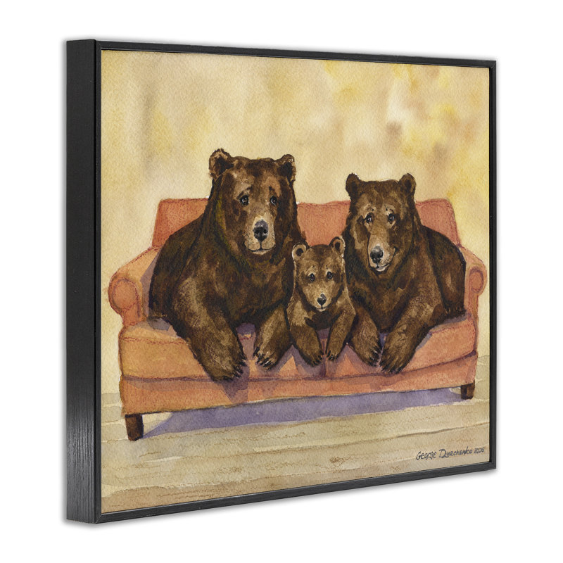 Triangle de la famille des ours, estampe numérique, conception de George Dyachenko, 11 x 14, Midnight Black Giclee Framed