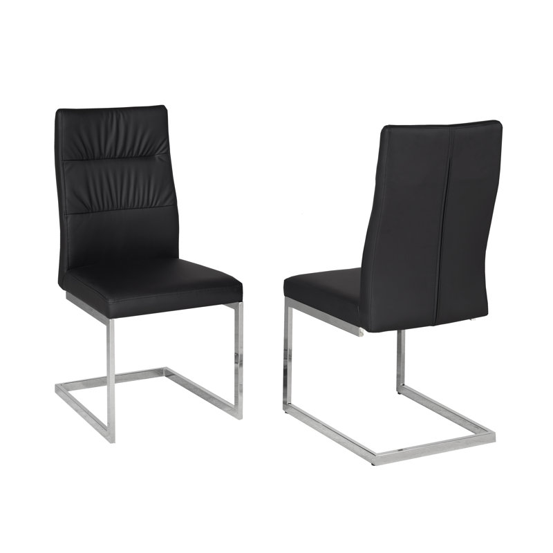 Chaise de salle à manger Huggins, Noir, Argent