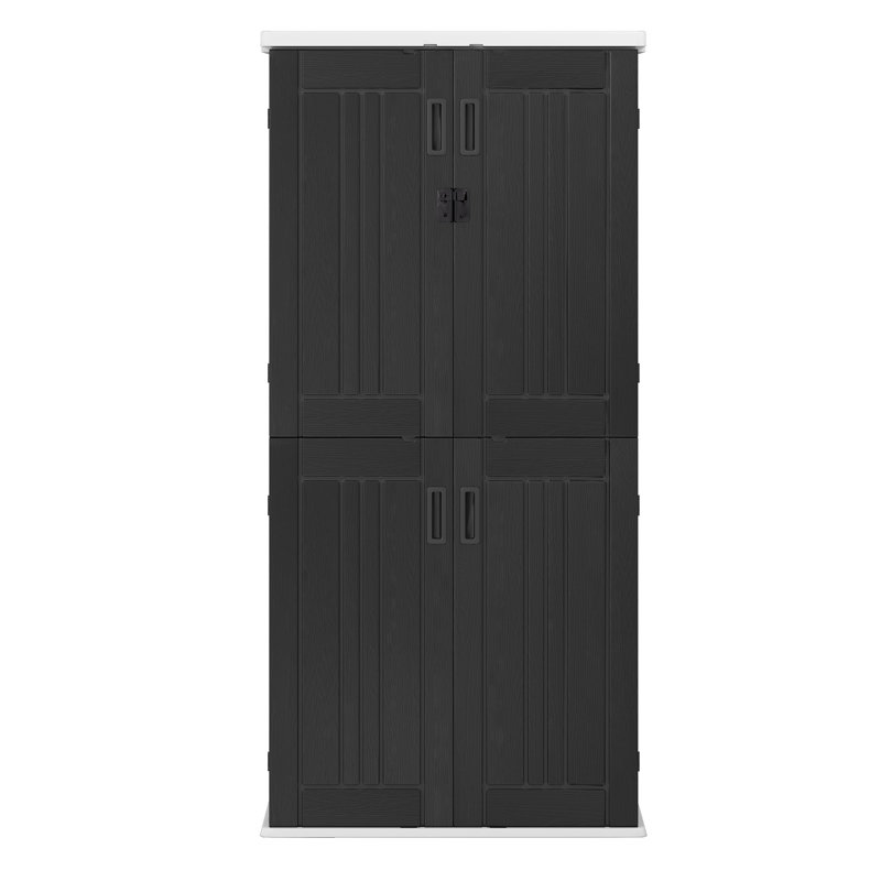 2.6 ft.W X 1.9 ft. D  30 Cu Ft Vertical Resin Outdoor Storage Shed with 4 Adjustable Shelves, Gray/White
